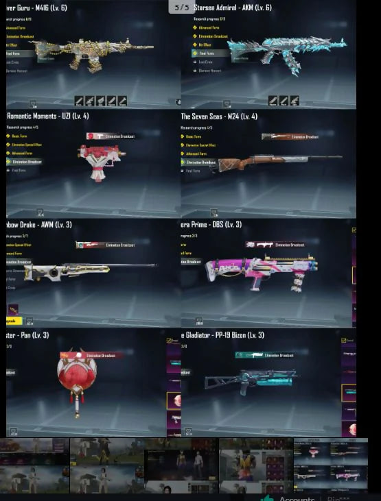 M416 Silver Guru Niv. 6 | AKM Amiral Niv. 6 | Ensemble de pompier le plus rare ? | Combinaison Pharoh X2 ? | Message d'élimination x7 au total⚡ | Gunlab lourd + Inventaire rare✨