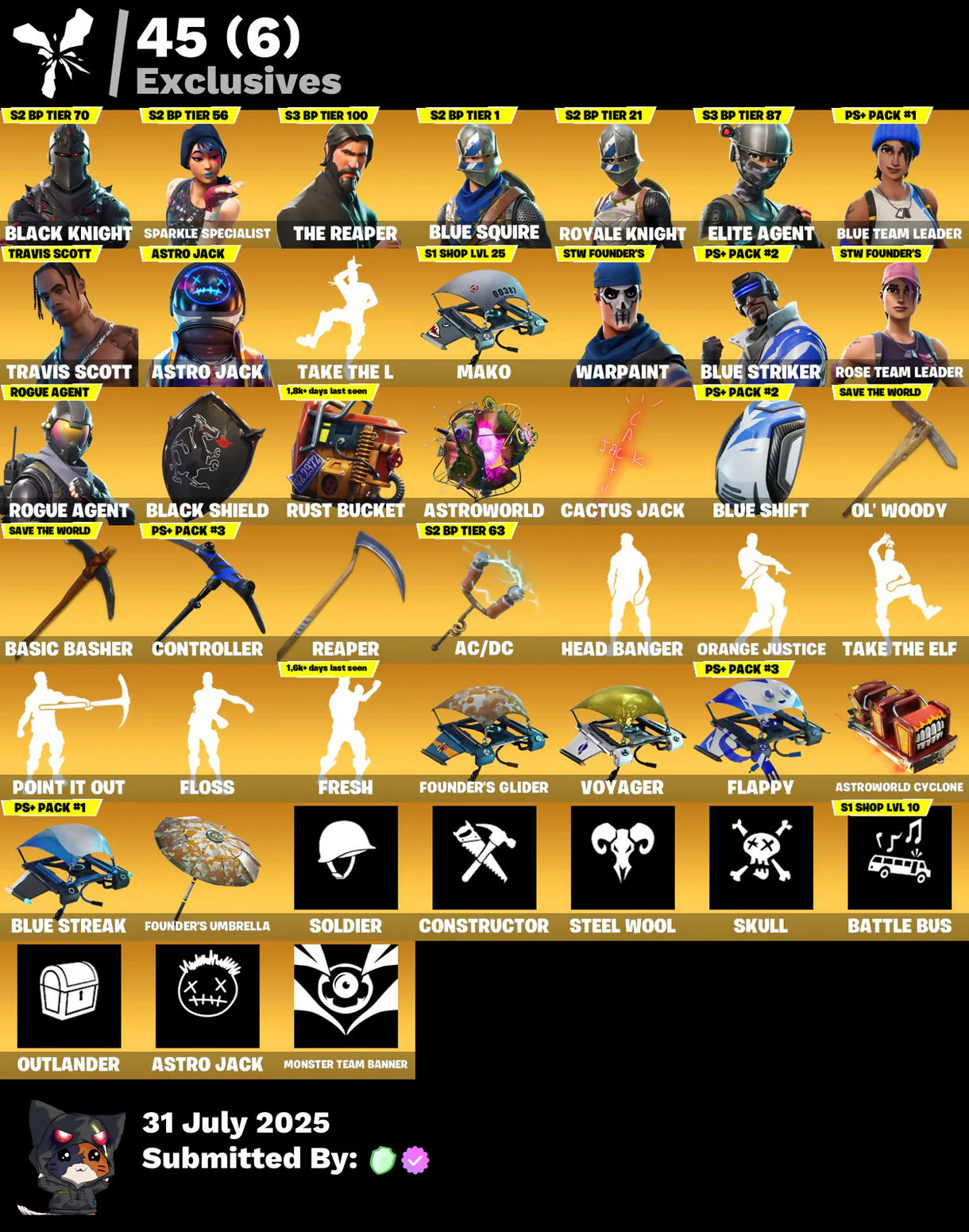 OG Fortnite Account✅Stacked✅138 skins✅Black Knight ✅Travis Scott✅Sparkle Specialist✅The Reaper✅Blue Squire✅Royale Knight✅Elite Agent✅Blue Team Leader