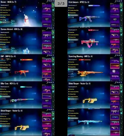 Casque Mythics Inferno 82, Ignis Xsuit 3 étoiles ? M4 Glacier, AKM max., Mer des étoiles, niveau 6, 7x autres messages d'élimination, inventaire rare