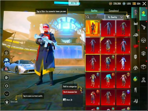 ?91Mythiques | 2x Voitures de sport ? | 19x Armes améliorées au total | M416 Glacier Max ? | 3x Plus d'armes Kill Msg | Ultimes lourds, Mythiques, Emotes et Inventaire✨