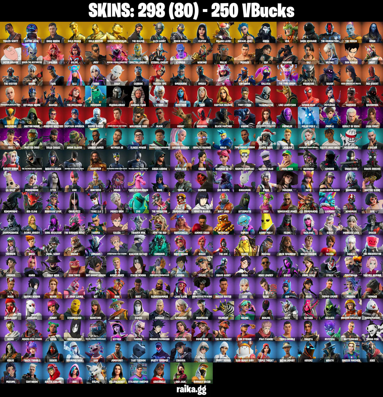298 جلودًا لجهاز الكمبيوتر الشخصي/PSN/XBOX The Reaper Master Chief Elite Agent Travis Scott Astro Jack Take The L Eddie Brock Gold Midas #B16