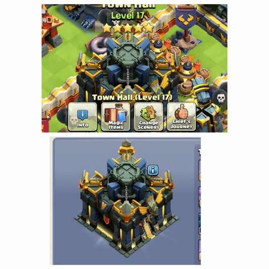 Change Name Free ⚡6 Epic Max ⚡TH17 100% Maxed ⚡Heros:All Maxed ⚡Good Collection of Epic ⚡Safe and INSTANT DELIVERY