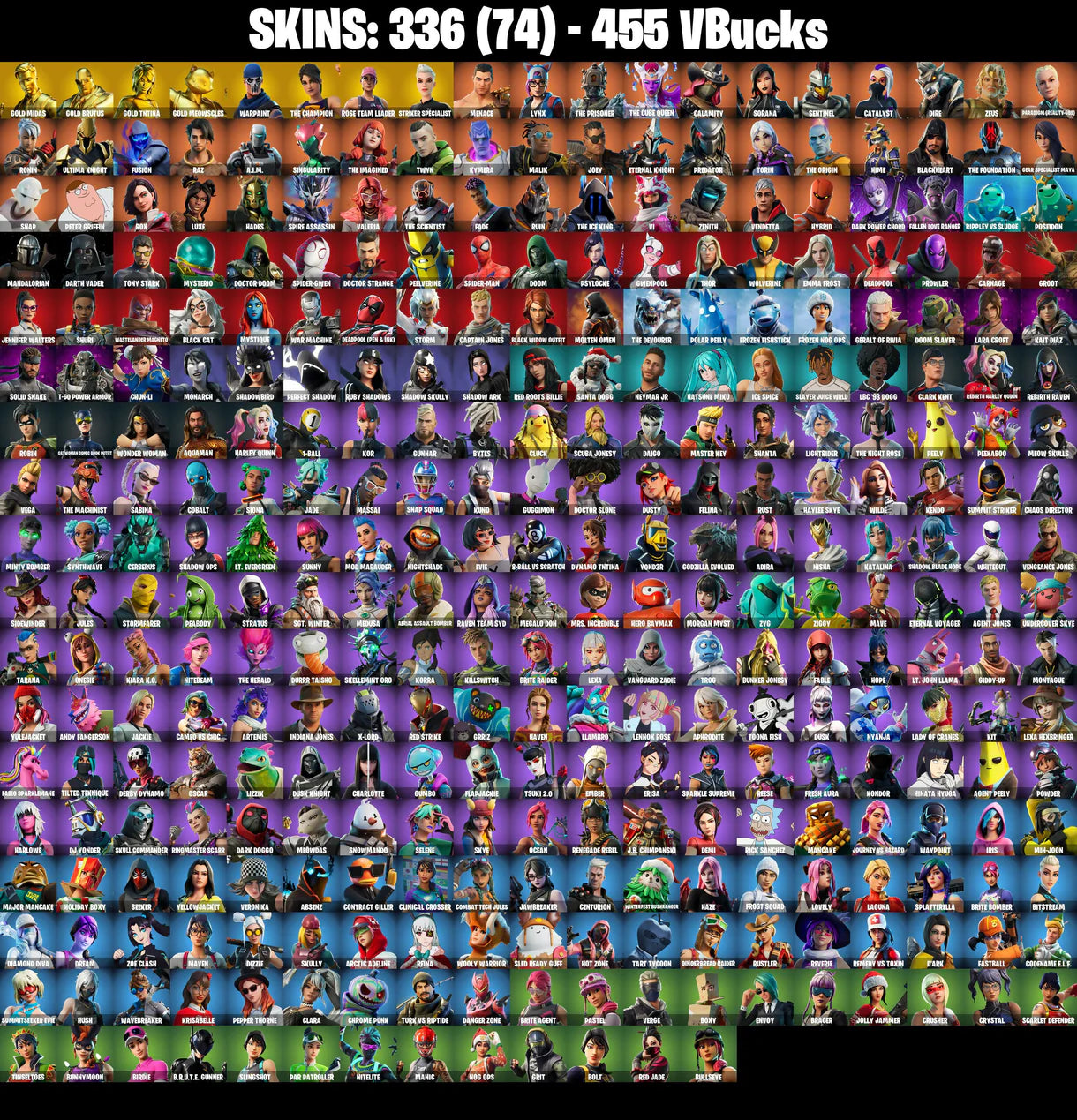 PC/PSN/XBOX |336 جلود | OG STW | Gold Midas | Gold Brutus | Gold TNTina | Gold Meowscles | The Champion | Striker Specialist | #B443