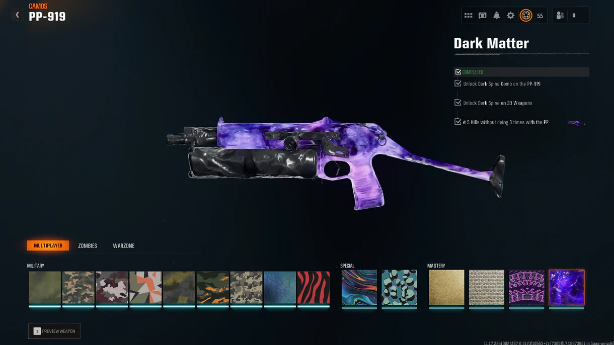 33 Fully Dark Matter Guns ✅ Level 55 ✅ BO6 Legit Grind ✅ Linkable to PSN / Xbox / BNET / Steam ✅ Ideal for long-term players