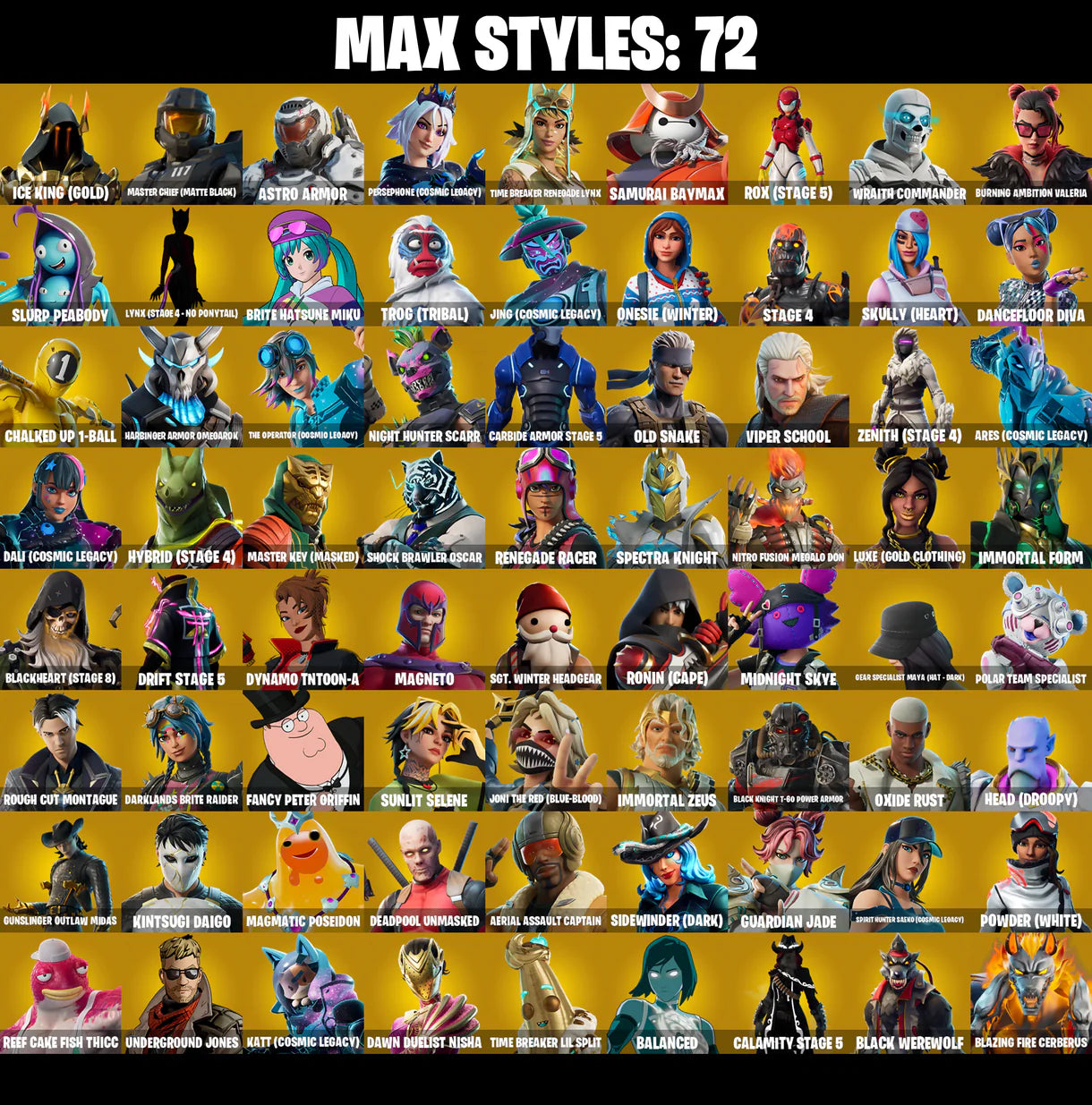 PC/PSN/XBOX | ٢٥٢ جلود | OG STW | Galaxy | Master Chief (أسود غير لامع) | The Reaper | Elite Agent | Rogue Agent | John Wick | #B451