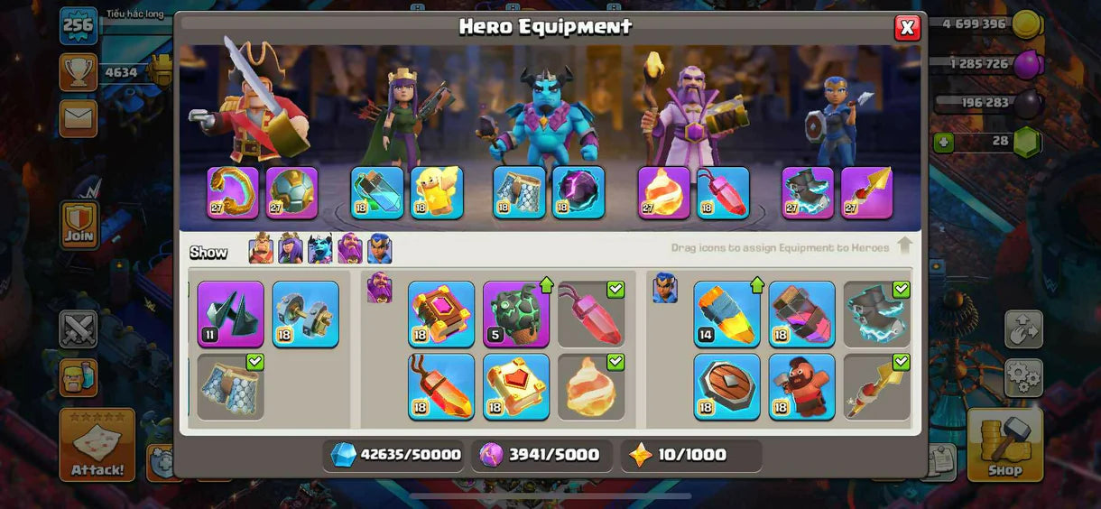 8 Epics Max ⚡ Th17 Max Out ⚡ Heros Max :- 100-100-77-75-50 ⚡ATB-6099 ⚡ 256 Xp ⚡Safe Guarantee ⚡Instant Delivery