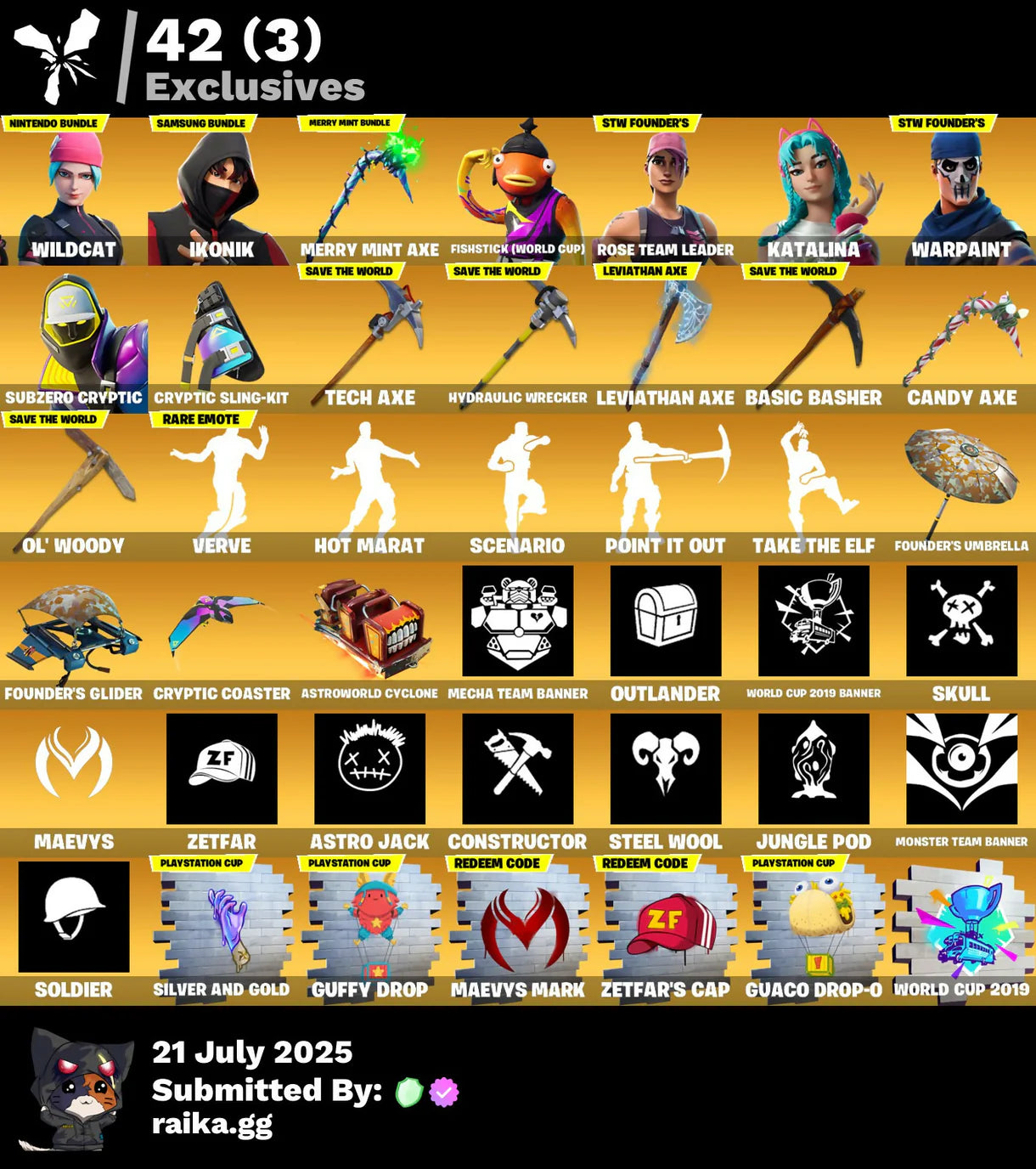 OG FORTNITE ACCOUNT✅STACKED✅251 skins✅OG STW✅Wildcat✅IKONIK✅Merry Mint Axe✅Leviathen Axe✅Ellen Ripley✅Catwomen✅OG FORTNITE ACCOUNT✅STACKED✅251 skins✅OG STW✅Wildcat✅IKONIK✅Merry Mint Axe✅Leviathen Axe✅Ellen Ripley✅Catwomen✅