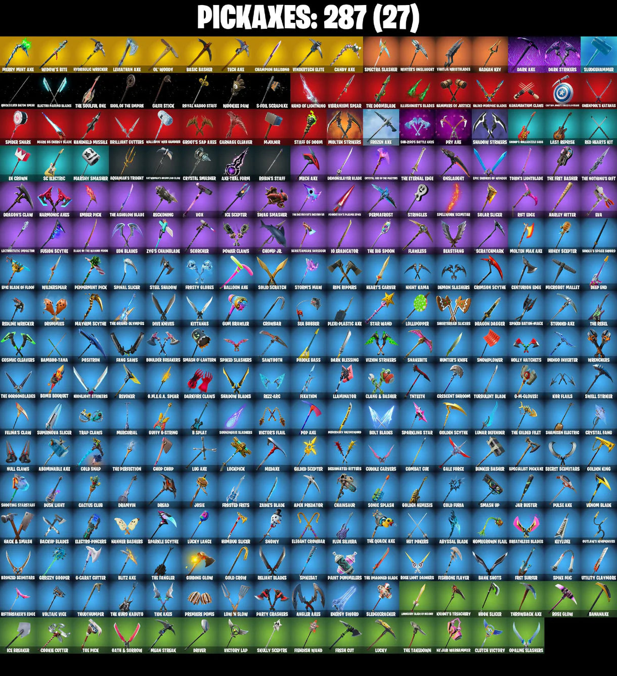 (PC/XBOX) 515 VB) 264 SKINS / IKONIK / GLOW / BLUE SQUIRE / GOLD BRUTUS / GOLD MIDAS / FISHSTICK (WORLD CUP) / CURSE BUSTER / WINGMAN /