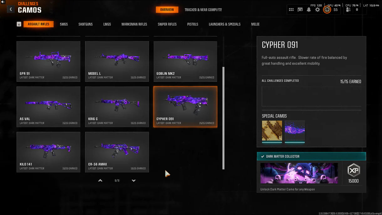 【 Dark Matter + Prestige 1 】 ⚔ All Multiplayer Camos Unlocked ✨ Prestige 1 Ready ⚡ Dark Matter Legit Unlocked on all 33 Black Ops 6 Guns ⚡ Linkable to STEAM / BNET / XBOX / PSN