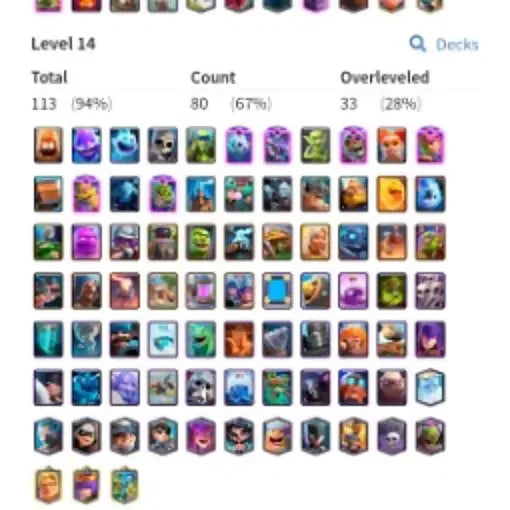 MAX CARD-113 ♦️LEVEL-62 ♦️TROPHY 9600 ♦️ ♦️ ELITE CARD-33♦️ EVO CARD-14 ♦️KT-15 ♦️ 174 RARE EMOTES ♦️CARD COLLECTION-120 MAX CARD-113 ♦️LEVEL-62 ♦️TROPHY 9600