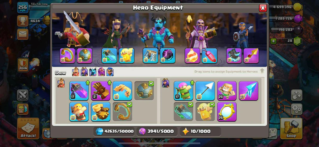 8 Epics Max ⚡ Th17 Max Out ⚡ Heros Max :- 100-100-77-75-50 ⚡ATB-6099 ⚡ 256 Xp ⚡Safe Guarantee ⚡Instant Delivery