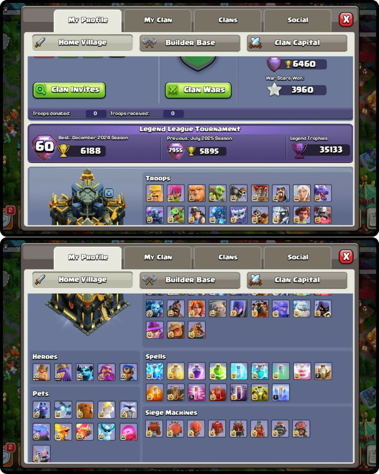 INSANE 60 GLOBAL RANK | SUPERCHARGED FULL MAX TH17 XP 257 | MAXED 5 EPIC EQUIPMENTS || MAGIC THEATER SCENERY 14 SKINS // 342 CWL MEDALS, ITEMS, ORES, 11 EPICS // GAUNTLET 27, ARROW 23, FIREBALL 27, ROCKET SPEAR 27, SPIKY BALL 27, MAGIC MIRROR 20, LAVALOON