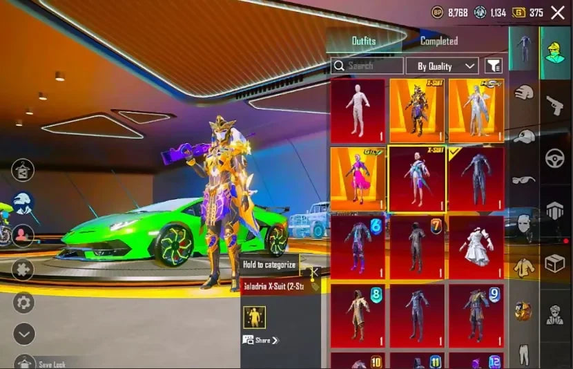 3 combinaisons X : Pharaon Xsuit 6, Gladria Xsuit 2, Blood Raven Xsuit 1, Collection Mythique 115, Mode Mythique 107/300