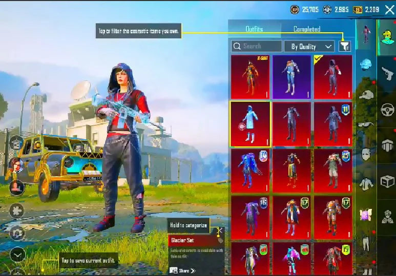 MF 72 ? Combinaison X Iridescence Nv1✨ 14x Gunlab ? 2x Kill Msg ? M416 Glacier Nv5❄️ AKM Tyran errant Nv4 ? Ensemble Survivant dystopique⚔️ Ensemble Glacier ? Conquérant ? Casque Glacier ? Masque Tyran aviaire ? Inventaire solide ?