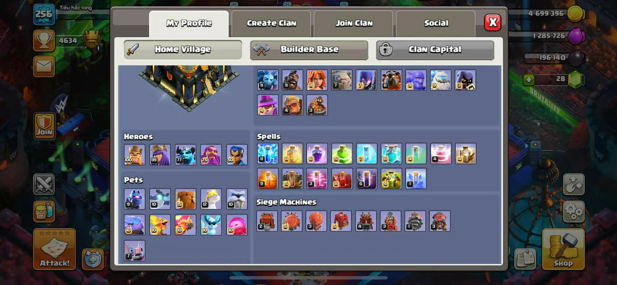 8 Epics Max ⚡ Th17 Max Out ⚡ Heros Max :- 100-100-77-75-50 ⚡ATB-6099 ⚡ 256 Xp ⚡Safe Guarantee ⚡Instant Delivery
