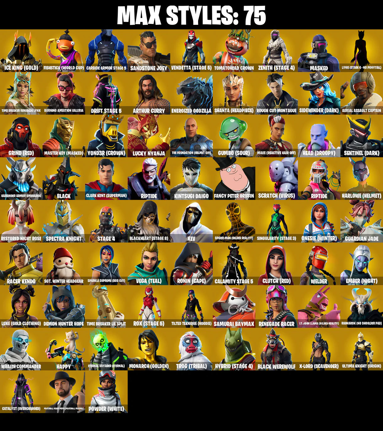 PC/PSN/XBOX |200 skins | OG STW | The Reaper | Elite Agent | Rogue Agent | Fishstick (World Cup) | Clutch | Grind | Rust Bucket | Reaper | #B522