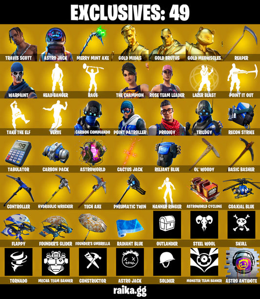 PC/PSN/XBOX |270 skins | OG STW | Travis Scott | Astro Jack | Merry Mint Axe | Lara Croft | Deadpool | Gold Midas | Gold Brutus | #B71