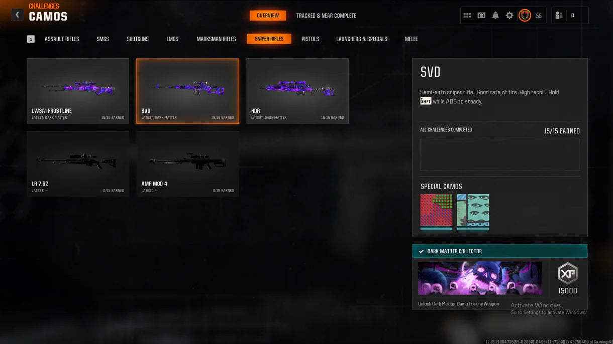 【 Dark Matter + Prestige 4】 ⚔ All Multiplayer Camos Unlocked ✨ Prestige 4 Ready ⚡ Dark Matter Legit Unlocked on 33 Black Ops 6 Guns ☄ Linkable to STEAM / BNET / XBOX / PSN