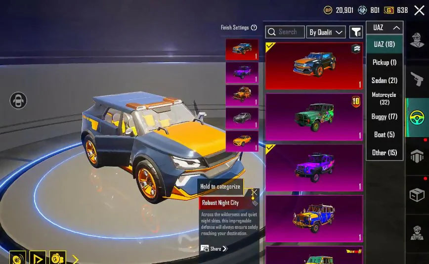400 véhicules mythiques uniques, entièrement chargés, Gunlab lourd, rare, Golden Pharaoh 6⭐, niveau de collection élevé, emotes entièrement OP