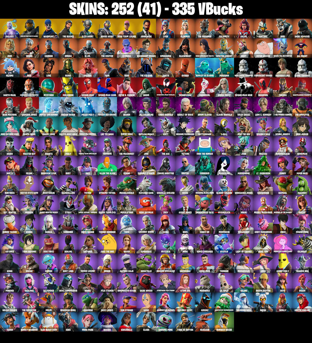 PC/PSN/XBOX | ٢٥٢ جلود | OG STW | Galaxy | Master Chief (أسود غير لامع) | The Reaper | Elite Agent | Rogue Agent | John Wick | #B451