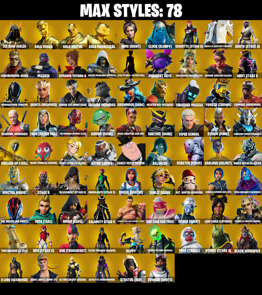 PC/PSN/XBOX |221 skins | Neo Versa | Gold Midas | Gold Brutus | Gold Meowscles | Cloud Striker | Elevation | Reaper | Orange Justice | Rage | #B506