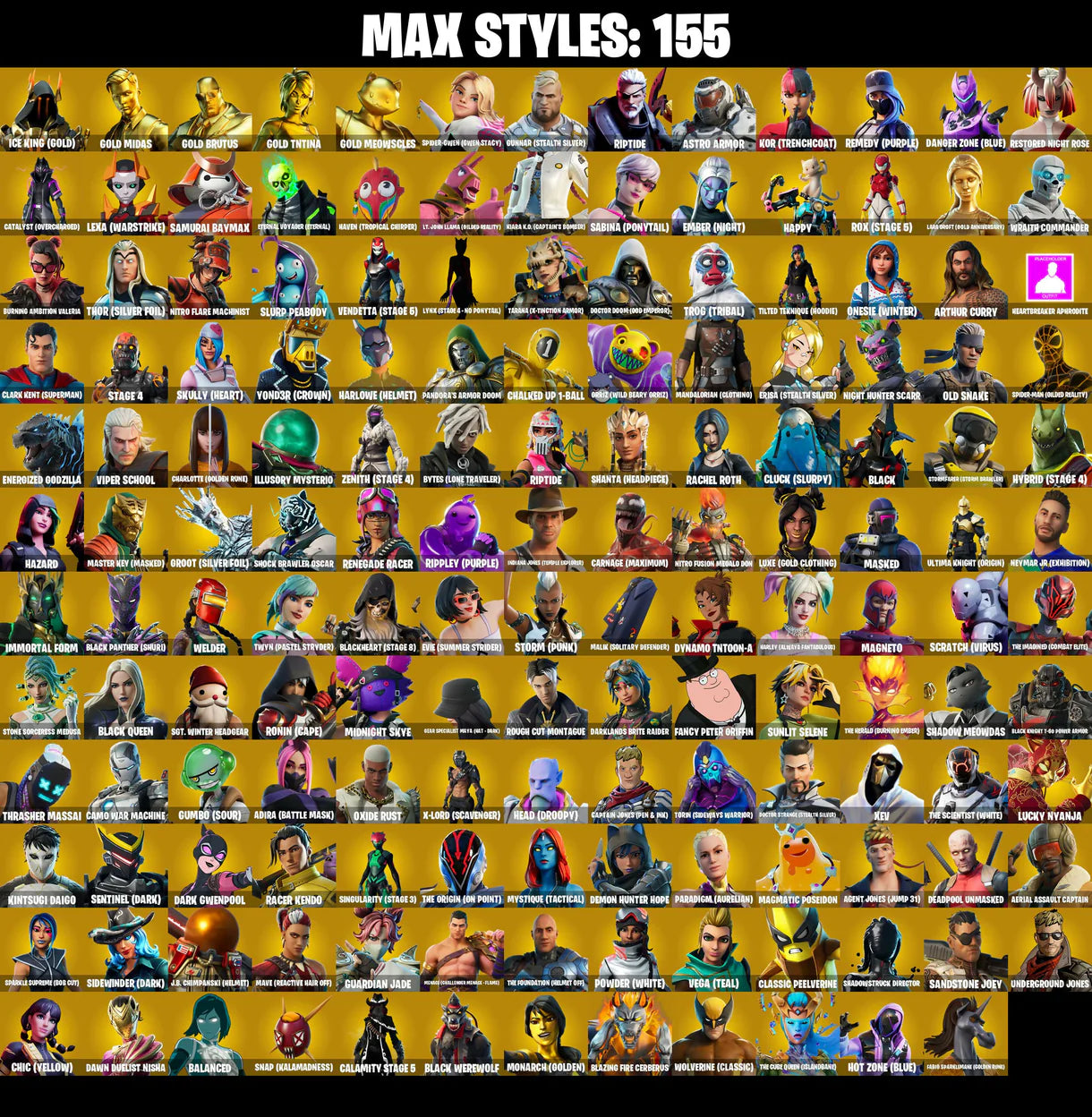 PC/PSN/XBOX |336 جلود | OG STW | Gold Midas | Gold Brutus | Gold TNTina | Gold Meowscles | The Champion | Striker Specialist | #B443