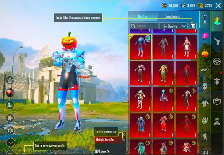 MF 27 8x Gun-Lab M416 Glacier Lv3 M762 8Bit Unicorn Lv3 Fiend Huntress Set Nebula Her Set 3x Conqueror Pumpkin Headgear Hard Inventory