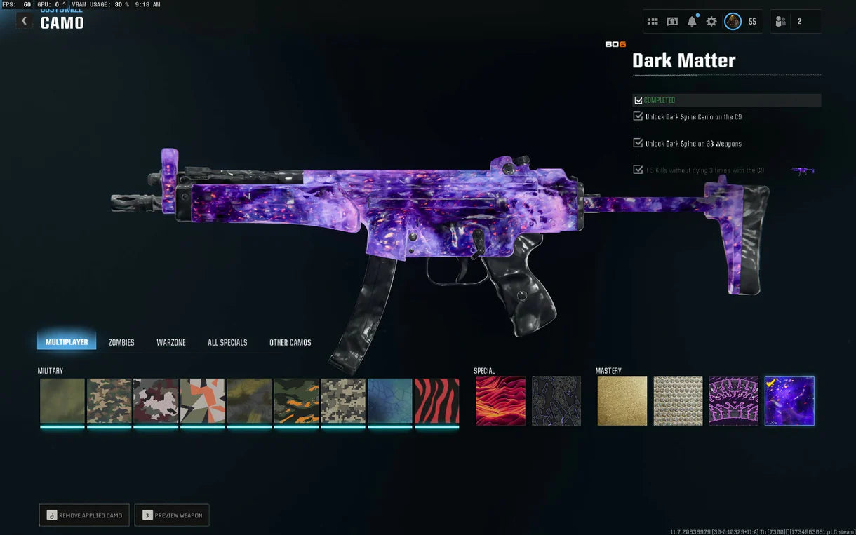 ✔【 Dark Matter + Prestige 8 + All BO6 Guns Maxed 】⚔ All Multiplayer Camos Unlocked ✨ Prestige 8 ✔ Ranked Ready Warzone 4.0 ⚡ Dark Matter Legit Unlocked on all 36 ☄ Linkable to STEAM / BNET / XBOX / PSN