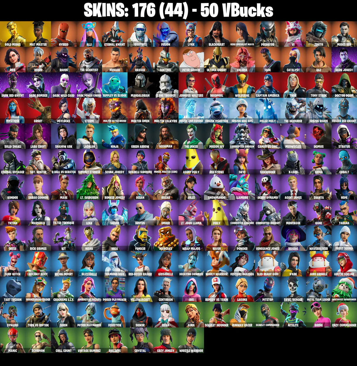 PC/PSN |176 skins | Gold Midas | Mat Master | Leviathan Axe | Candy Axe | Reaper | Basic Basher | Ol' Woody | Rage | Laugh It Up | Verve | #B547