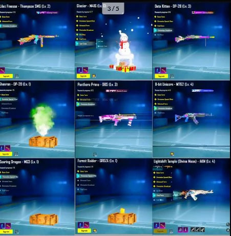 53 Mythiques ? | M416 Glacier Nv. 6 + 21 Labos d'armes ? | Ensemble de survie dystopique | Conquérant ? | AKM Temple Lightshift Nv. 4 | 5 Véhicules rares ? |