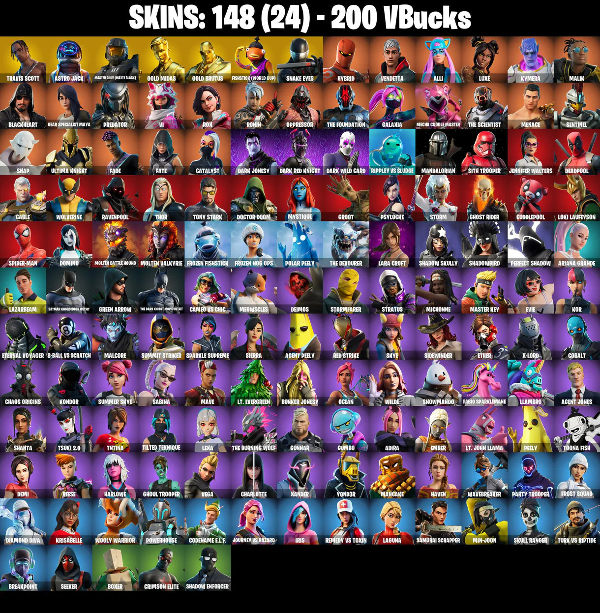 PC/PSN/XBOX |148 skins | Travis Scott | Astro Jack | Master Chief (Matte Black) | Gold Midas | Gold Brutus | Fishstick (World Cup) | Snake Eyes | #B530