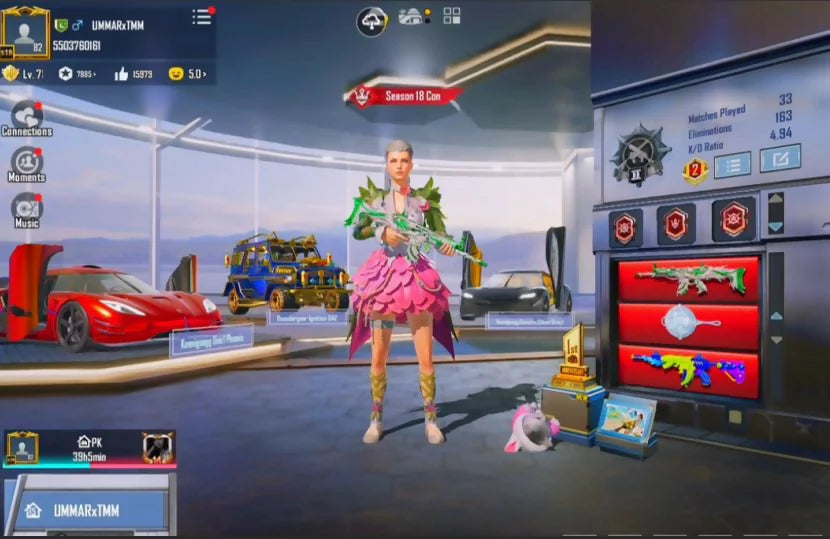 2x Xsuits Arcane Jes 5⭐ L.Pharaoh 4⭐ 31x Gunlabs 6x Max 8x Kill Msgs M416 Lizard Max SCAR-L Thorn Max 122/300 MF 2x Sports Cars Rare Inv 3x Conq Titles S18 Conq Interstellar Set Mythic Helmets & Backpack 82 LVL V.High Pink Pop 5+