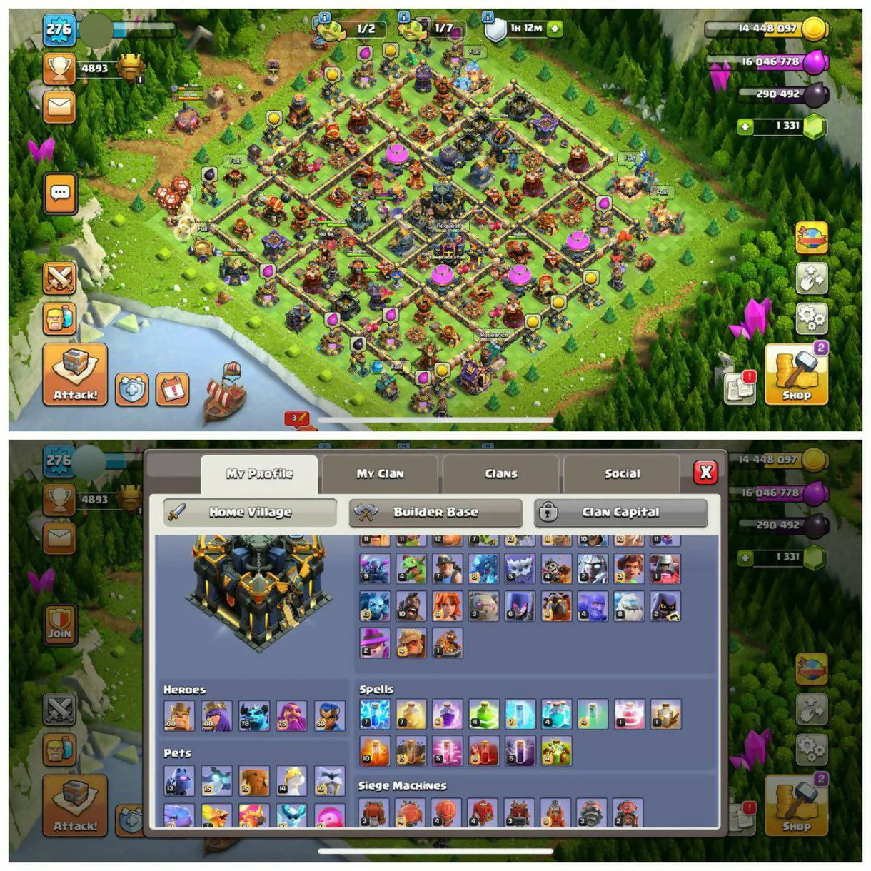 {STRONG BASE} TH17 NEAR MAX⚡️5 EPIC EQUIPMENTS⚡️XP- 276⚡️HERO -100-100-78-75-50 ⚡️HOT WALLS⚡️MAGIC ITEMS⚡️701 CWL MEDALS⚡️OP LAB⚡️INSTANT DELIVERY ?