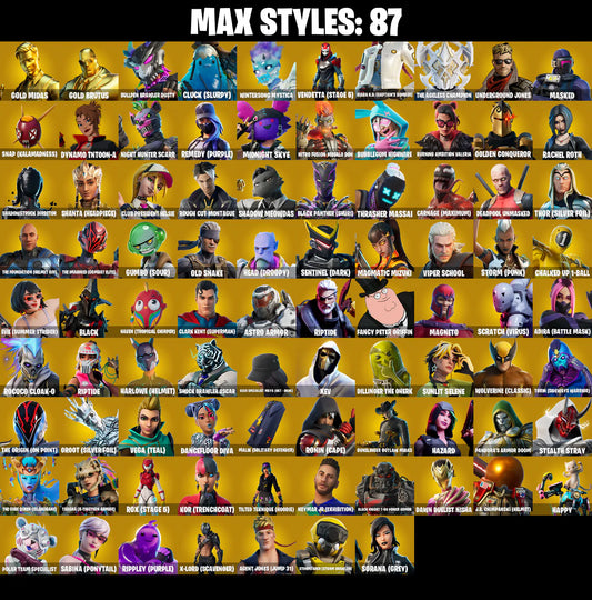 PC/PSN/XBOX |195 skins | Gold Midas | Gold Brutus | Cloud Striker | Point Patroller | Fixer | Sultura | Recon Strike | Elevation | Basic Basher | #B625
