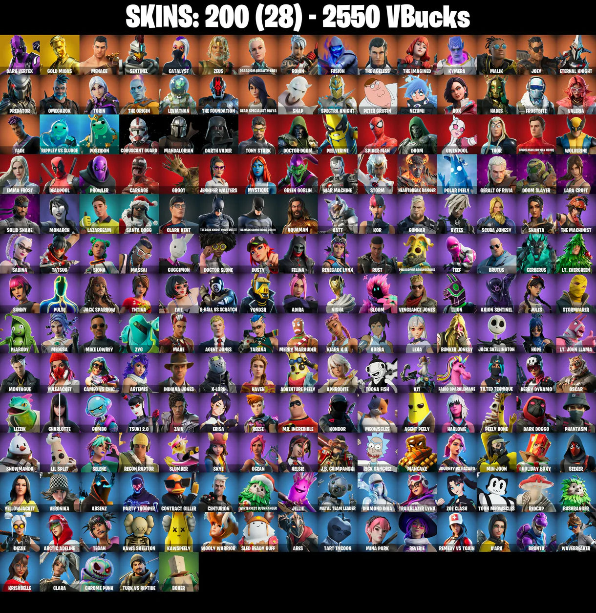 PC/PSN/XBOX |200 skins | Dark Vertex | Gold Midas | Dark Deflector | Rust Bucket | Dark Razor | Ol' Woody | Basic Basher | Verve | #B458