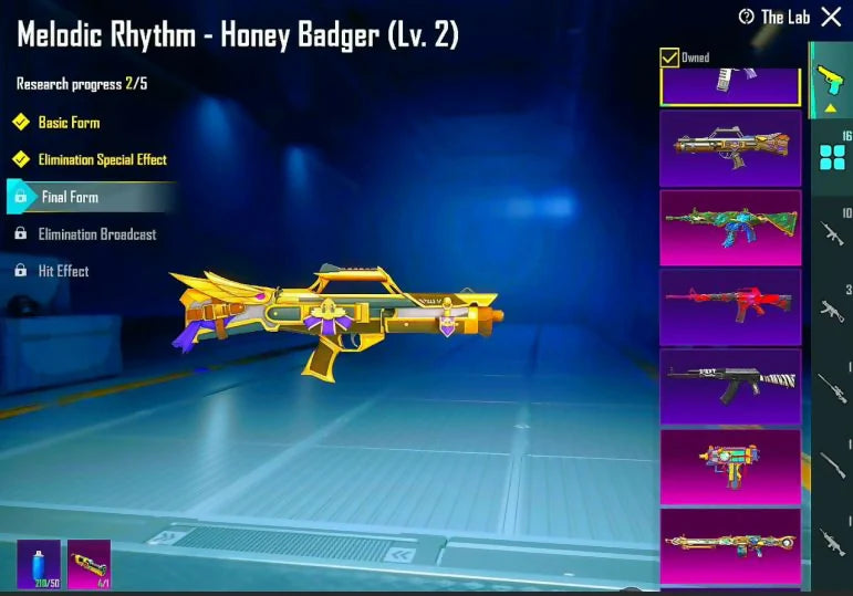 2x Xsuits 84/300 Mythic Fashion 16x Gunlabs 3x Max 5x Kill Msgs M416 x AKM x M762 Combo M416 Fool Max AKM Fossile du désert Lv4 M762 8-Bit Unicorn Lv4 Rare Mythics