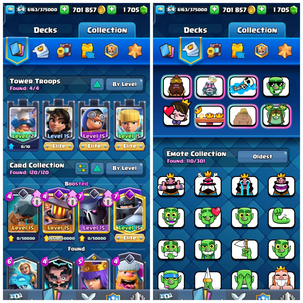 LVL 64 ⸱ KT15 ? 9 YEAR OLD ?19 EVO'S, 41 ELITE, 109 MAXED CARDS ? 12K CUPS ❤️? ALL CARDS COLLECTED ⚡110 EMOTES ? SAFE & WORTHY ?↔️ON YOUR MAIL.
