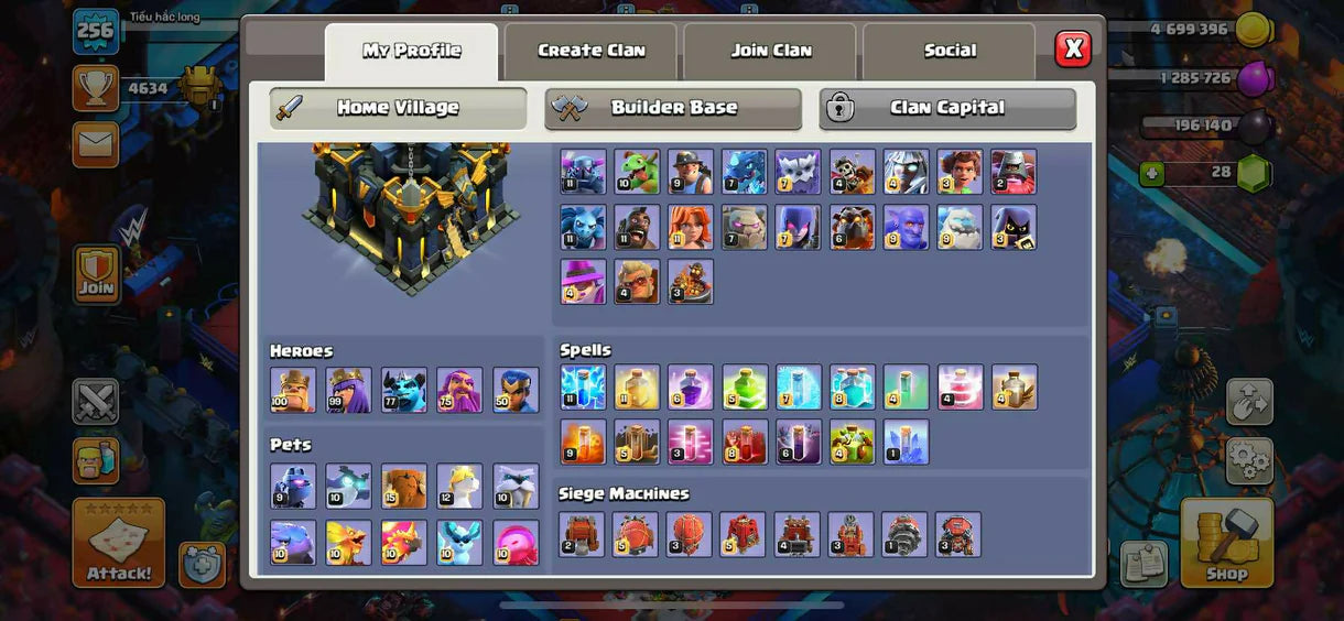 8 Epics Max ⚡ Th17 Max Out ⚡ Heros Max :- 100-100-77-75-50 ⚡ATB-6099 ⚡ 256 Xp ⚡Safe Guarantee ⚡Instant Delivery