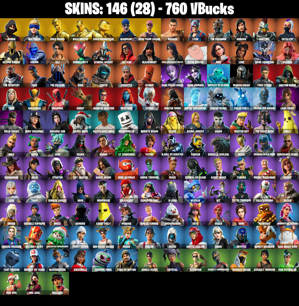 PC/PSN/XBOX |146 skins | OG STW | IKONIK | Neo Versa | Gold Midas | Gold Brutus | Gold Meowscles | Merry Mint Axe | Reaper | #B456