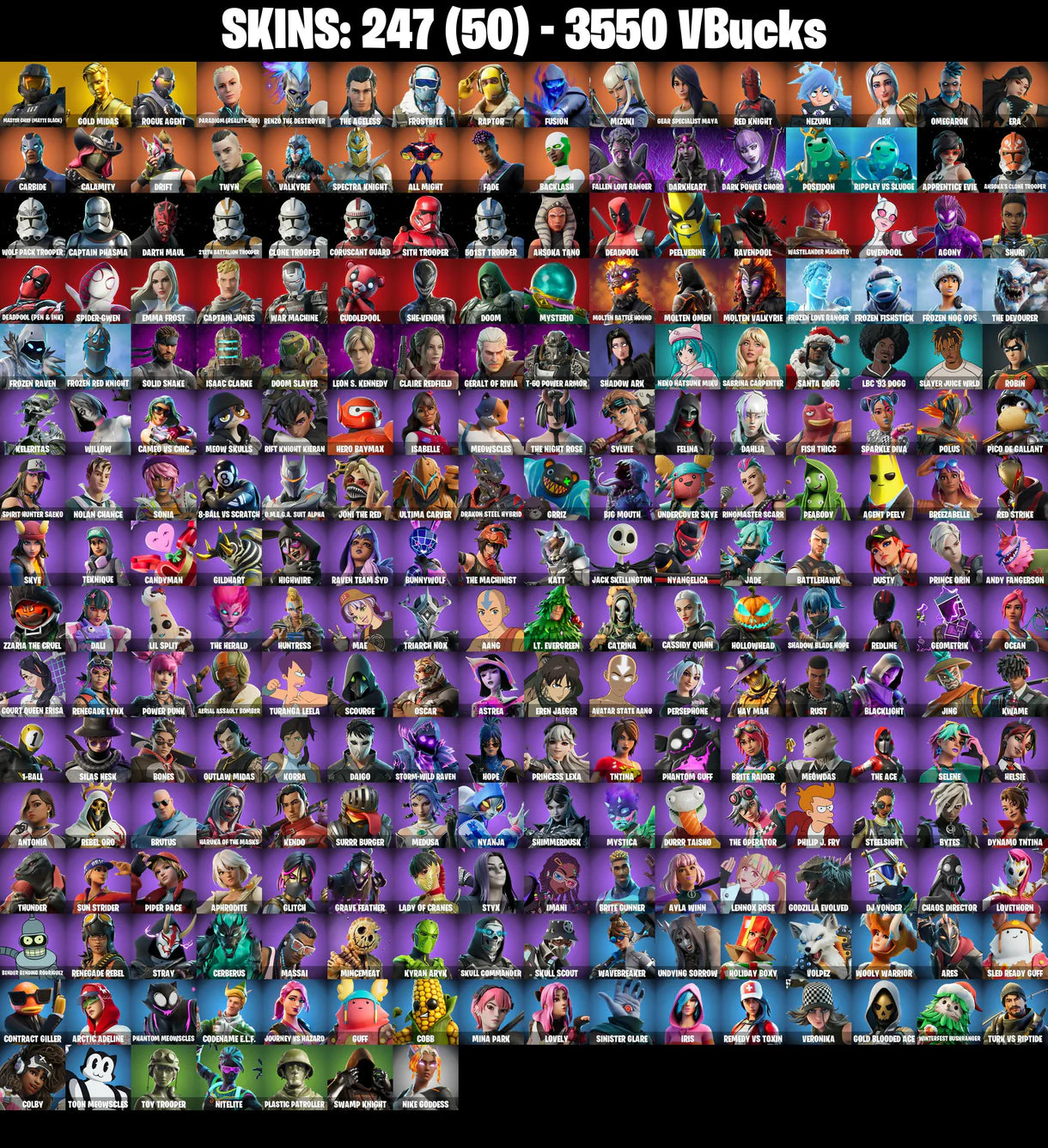 PC/PSN/XBOX |247 skins | Master Chief (Matte Black) | Gold Midas | Rogue Agent | Rust Bucket | Basic Basher | Diamond Jack | Ol' Woody | #B540