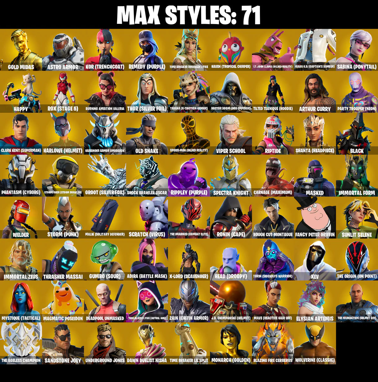 PC/PSN/XBOX |200 skins | Dark Vertex | Gold Midas | Dark Deflector | Rust Bucket | Dark Razor | Ol' Woody | Basic Basher | Verve | #B458