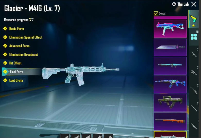 20x Gunlabs M416+UMP+M762 Combo M416 Glacier Max M762 8 bits niveau 4 2x armes Max 1x message d'élimination 57x veste Mythics City