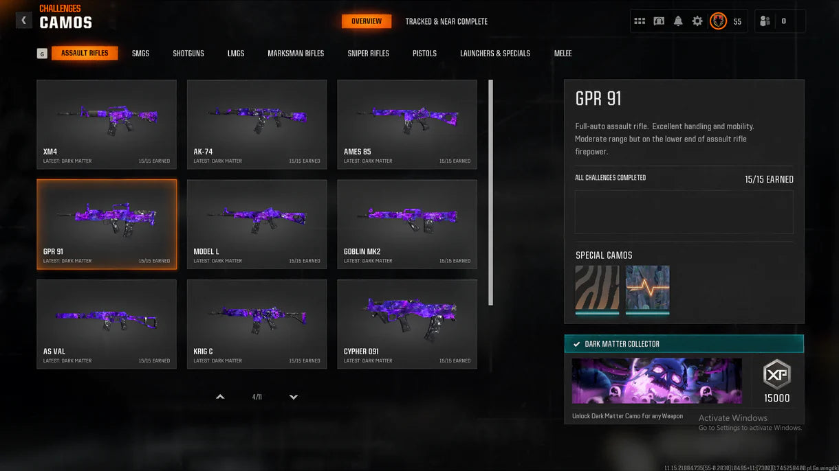 【 Dark Matter + Prestige 4】 ⚔ All Multiplayer Camos Unlocked ✨ Prestige 4 Ready ⚡ Dark Matter Legit Unlocked on 33 Black Ops 6 Guns ☄ Linkable to STEAM / BNET / XBOX / PSN