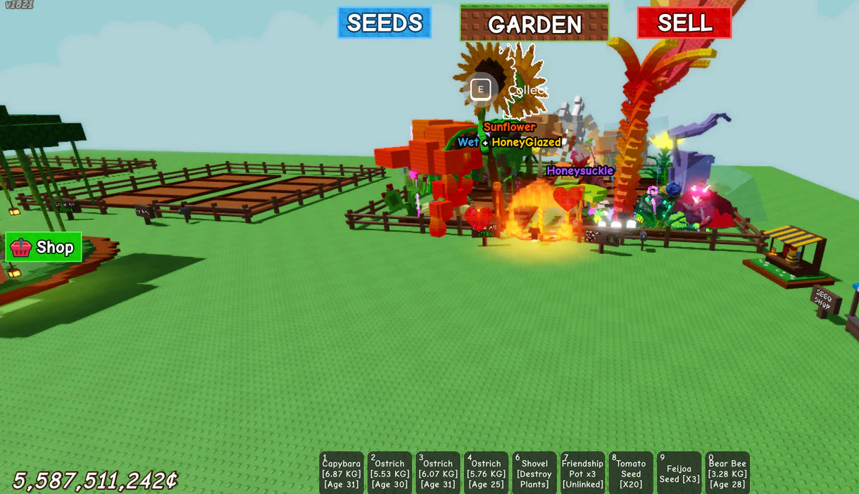 ✅ Bone Blossom Tree x2 + Sunflower Tree x2 + Honeysuckle Tree + Moon Melon Tree | Huge Animal Collection | Massive Seed Variety | 5.5B+ Coins