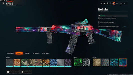 Nebula Hard Unlocked ✅ Prestige 7 ⚔ All 525 Zombies Camos Unlocked ✔ Nebula Legit Unlocked on 33 ? Lots of Guns Maxed ☄ Linkable to STEAM / BNET / XBOX / PSN