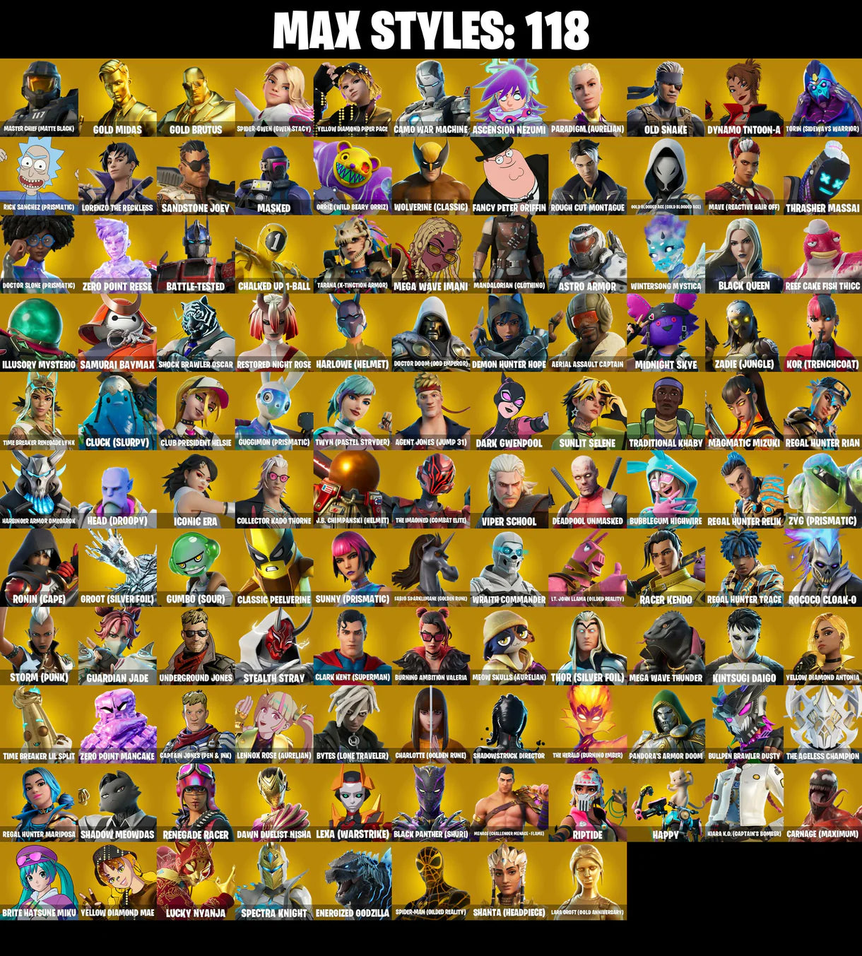 PC/XBOX |276 skins | Lara Croft | Deadpool | Master Chief (Matte Black) | Gold Midas | Gold Brutus | Candy Axe | Reaper | Spider-Gwen | #B359