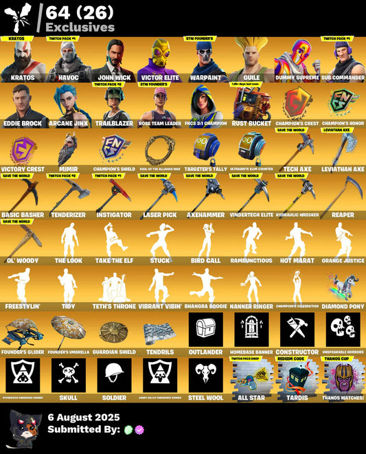 OG FORTNITE ACCOUNT✅STACKED✅535 skins✅Lara Croft✅Kor✅T-800 Pincera✅Leviathan✅Axe Stuck Emote✅