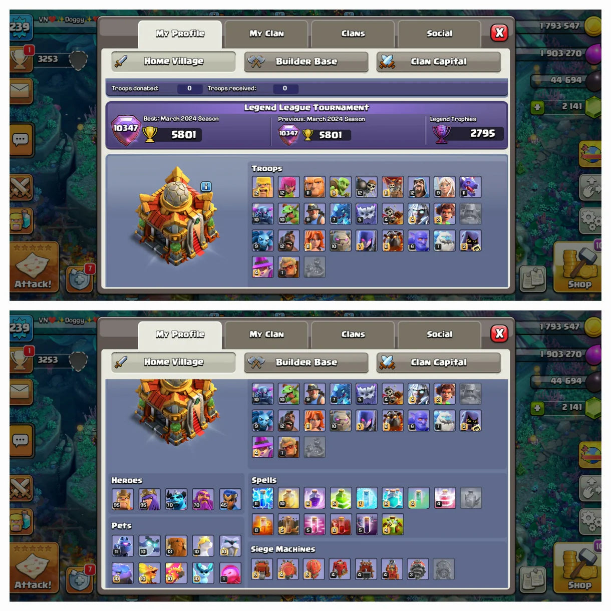 [ DRAGON SET ] Rare ♦️ TH 16 Max Out [200%] ♦️ 1819 Cwl Reward ♦️ 7 Scenery ♦️ 25 Rare Skins♦️ Max Heros:-95-95-70-70-45 ♦️Max Epic Equipment ♦️Rename ♦️ 239 Xp ♦️ Safe guarantee
