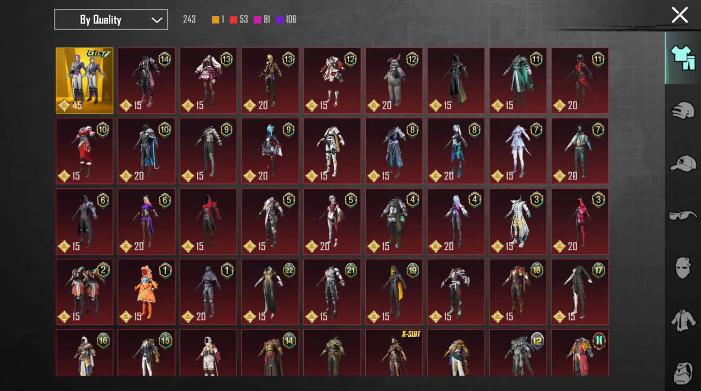 👑 MALUS MAJESTY ULTIMATE ⚔️ BOTH PHARAOH X-SUITS ✨ 2 EXTRA X-SUITS 🔥 24x GUNLAB 💥 7x KILL MSG 🚗 OP CAR SKINS 🎯 LVL 72 OLD 📦 LOADED