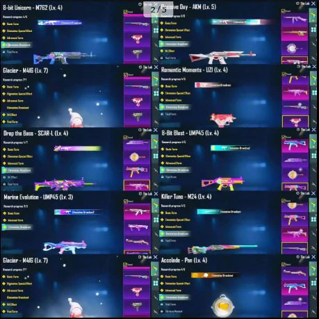 104Mythics | Casque Inferno ? | 1x Voiture de sport Pagani ? | Ignis Xsuit 3 ? | Total de 23 armes rares Gunlab | M4 Glacier Max AKM Devise Lvl 5 | 7x Plus de messages d'élimination ✨